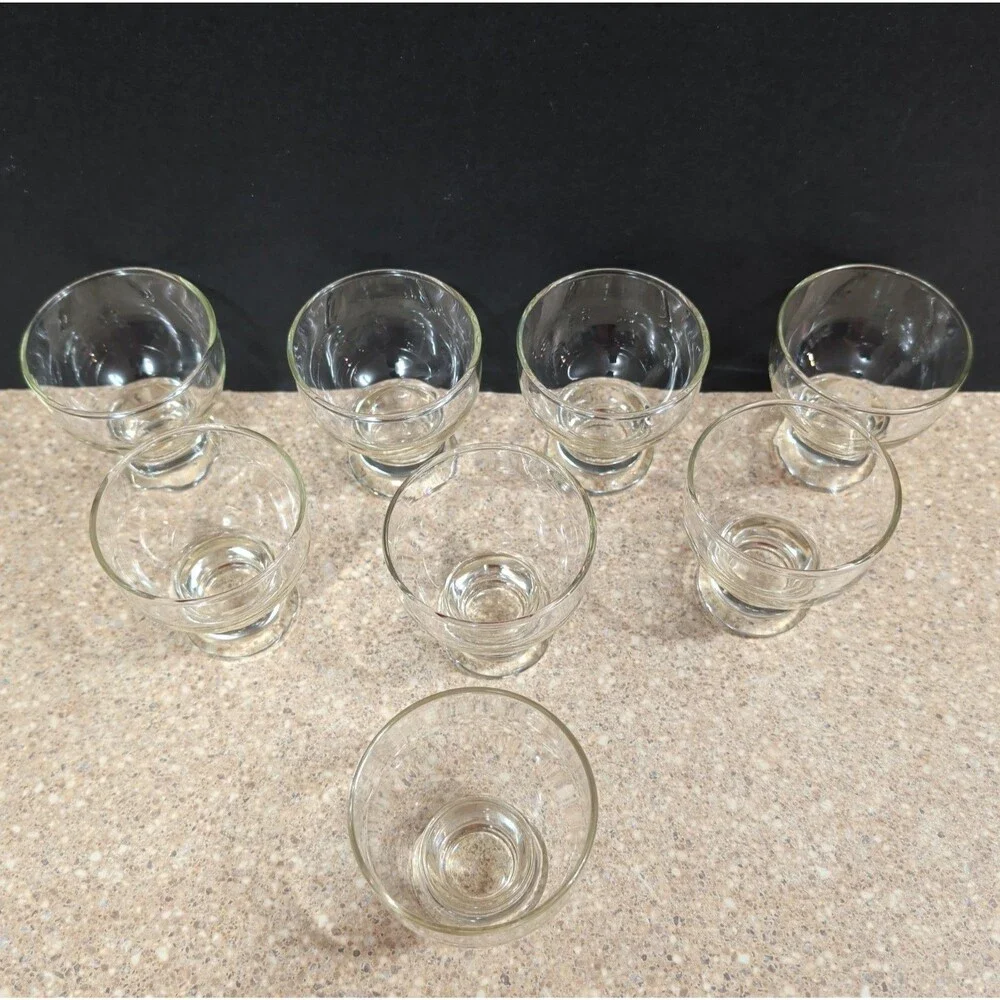 Vintage Clear Glass Cordial Liqueur Shot Glasses Heavy Footed Base Set of 8